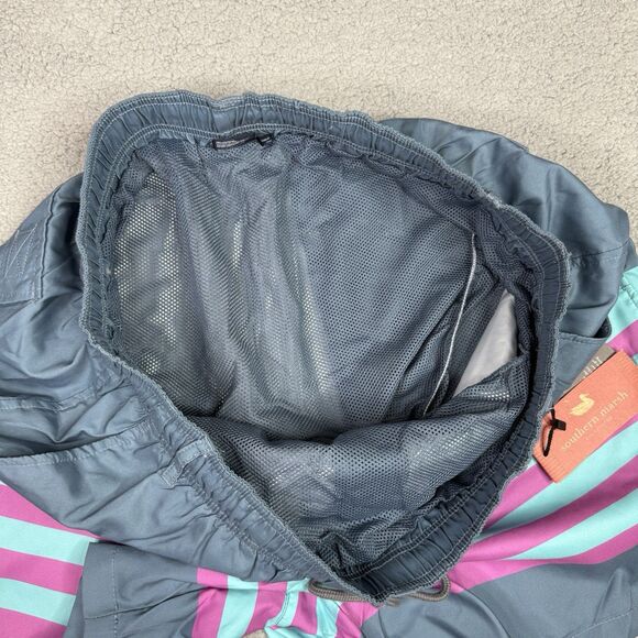 Southern Marsh Swim Trunks Mens 2XL Slate Harbor Barcelona Lines Mesh Lined NWT - Picture 8 of 13